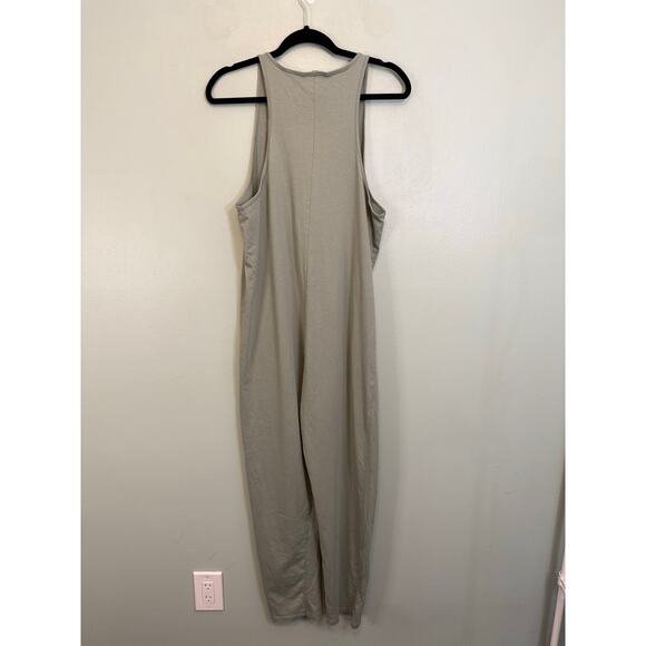 Zara Jumpsuit Women Large Casual Sleeveless Relaxed Cotton Pull On Sage Green - Picture 2 of 6